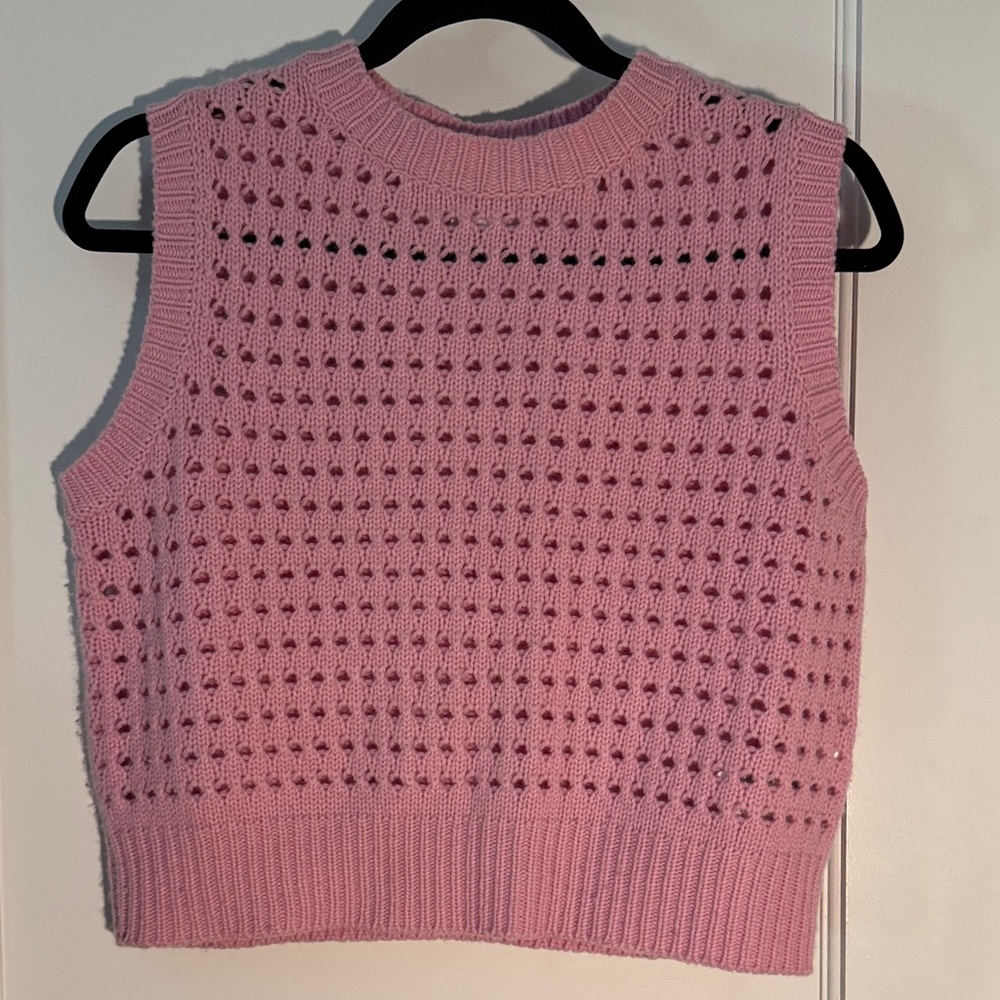 Pink Sleeveless Knit Sweater